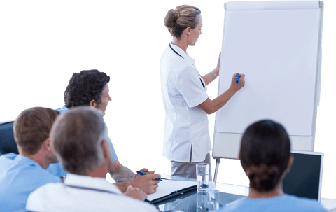 Transparent Group Medical Meeting with Physician Presenting - Download Free Stock Videos Pikwizard.com