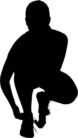 Transparent sportsman tying shoes vector silhouette illustratio