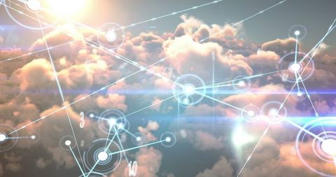 digital connections over cloudy sky illustrating networking - Download Free Stock Images Pikwizard.com