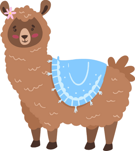Charming llama with blanket on transparent background