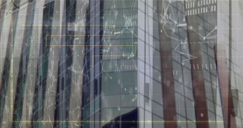 Global network and analytics over modern glass office building