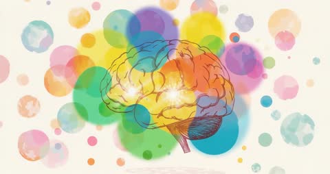 Vibrant Circles Overlapping Brain Representing Conceptual Activity