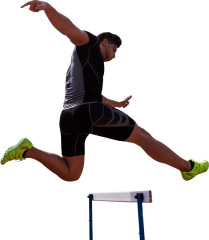 biracial athlete achieving spectacular hurdle jump on transparent background - Download Free Stock Videos Pikwizard.com