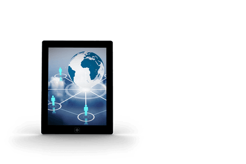 transparent tablet displaying global networking concept - Download Free Stock Videos Pikwizard.com