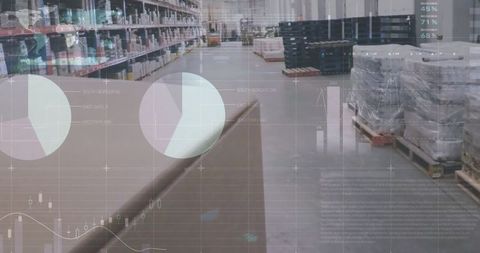 Digital Data Overlay on Modern Warehouse - Download Free Stock Images Pikwizard.com