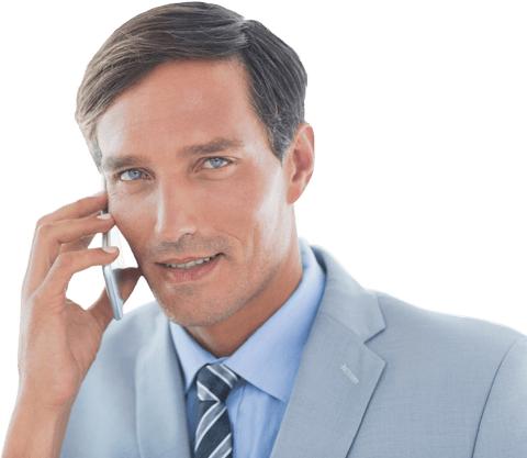Confident Businessman Engaged in Transparent Phone Call - Download Free Stock Videos Pikwizard.com