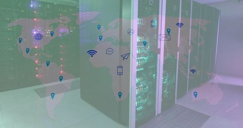 Global Network Integration Concepts with Data Servers and Icons - Download Free Stock Images Pikwizard.com