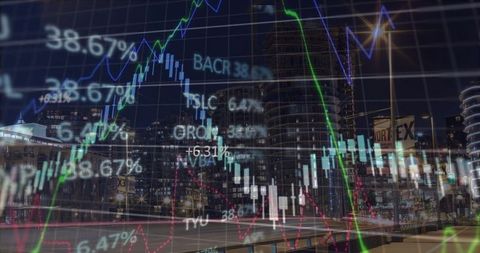 financial data trends overlaying urban cityscape - Download Free Stock Images Pikwizard.com
