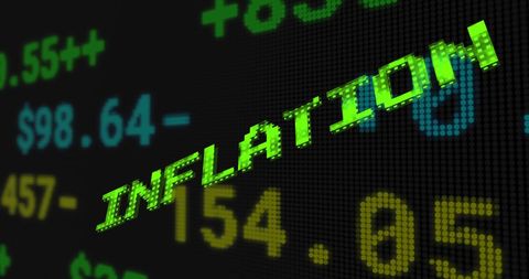 Digital representation of inflation on financial display