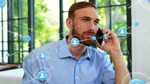 Businessman Navigating Digital Connections via Smartphone