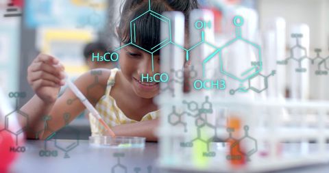Girl Conducting Science Experiment with Chemical Structures - Download Free Stock Images Pikwizard.com