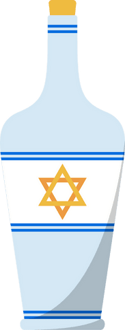 Transparent bottle design with star of david and blue stripes