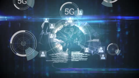 Futuristic Digital Interface with 5G Data Icons