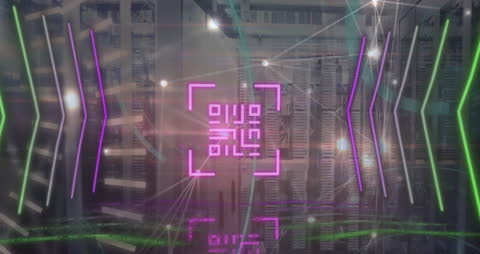 Futuristic QR Code with Digital Network Elements