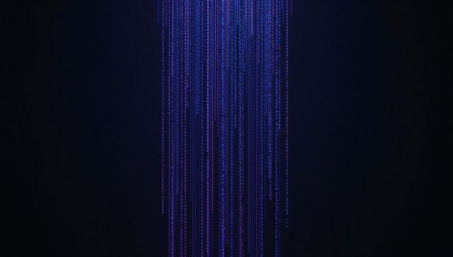 Futuristic Neon Matrix Code on Dark Background