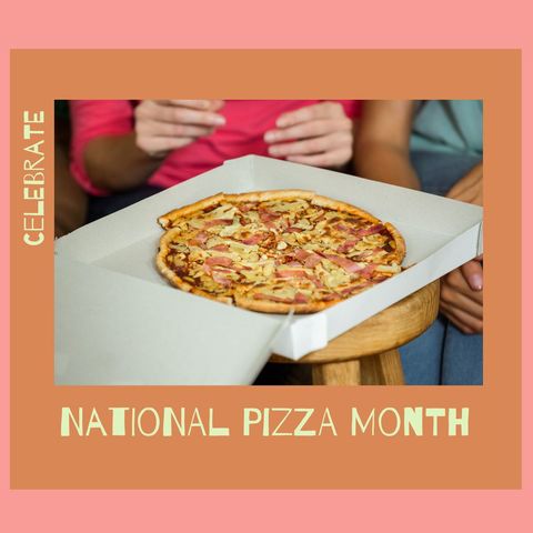 Friends Celebrating National Pizza Month at Home - Download Free Stock Templates Pikwizard.com