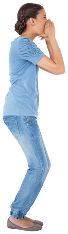 Impatient Caucasian Woman Shouting on Transparent Background