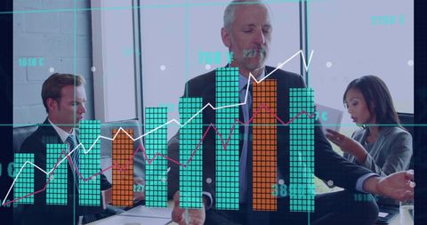 Business Team Analyzing Financial Data with Global Insights