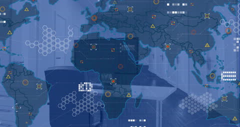 Global Finance and Data Processing Animation with World Map