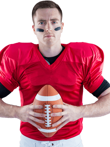 Transparent Football Player Holding Ball with Intensity