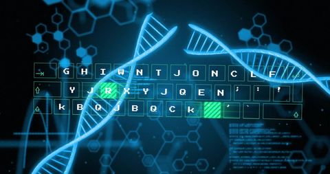 Futuristic DNA Sequencing Data Visualization on Digital Interface - Download Free Stock Images Pikwizard.com