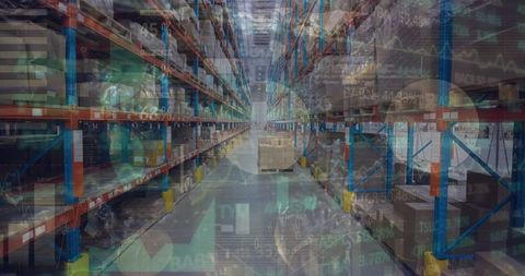 Data Processing Overlay on Modern Warehouse Interior - Download Free Stock Images Pikwizard.com
