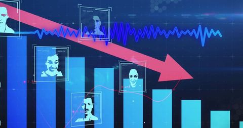 futuristic data analysis with digital faces on graphs - Download Free Stock Images Pikwizard.com