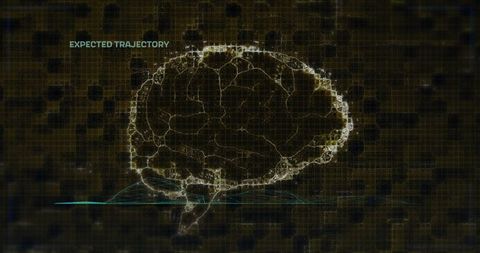 Futuristic Brain with Digital Data Patterns and Connections