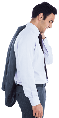 Happy Biracial Businessman Smiling Downward Professional on Transparent Background