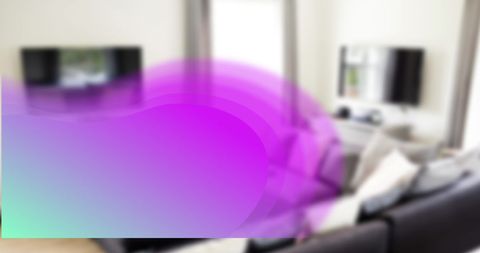 Modern Living Room with Abstract Purple Overlay