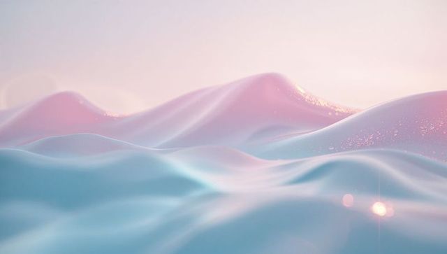 Dreamlike Abstract Pastel Fluid Hills Beneath an Ethereal Sky
