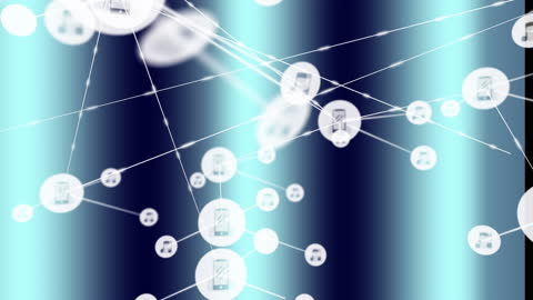 Digital Network with Icons on Gradient Background