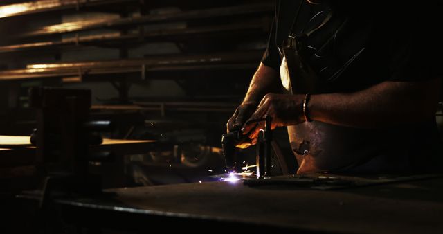 Metalworker Cutting Metal with Plasma Cutter in Workshop - Download Free Stock Images Pikwizard.com