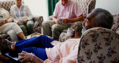 Senior Friends Relaxing Together, Enjoying Coffee in Assisted Living - Download Free Stock Images Pikwizard.com