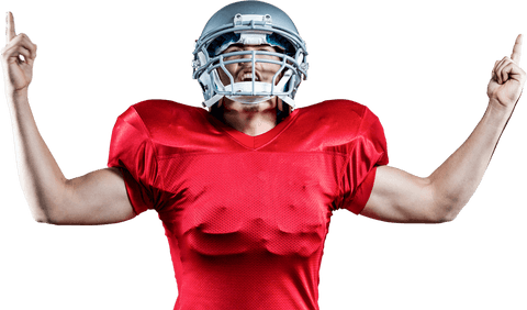 Excited American Football Player Celebrating Victory Transparent Background