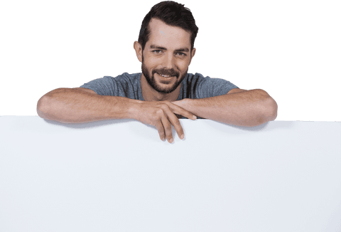 Transparent Smiling Young Man Holding Blank Cardboard - Download Free Stock Videos Pikwizard.com