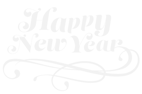 Happy new year typography on transparent background