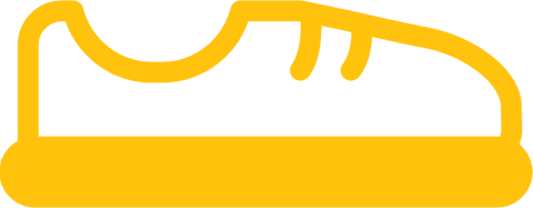 Yellow shoe symbol on transparent background for sport and lifestyle