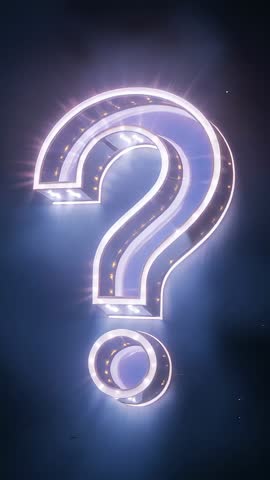 Rotating Luminous 3D Question Mark Vertical Video with Neon Glow and Halo