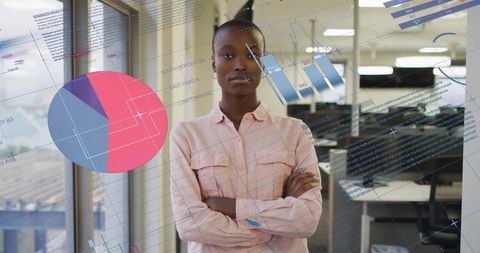 Confident African American Businesswoman Analyzing Data in Tech Office