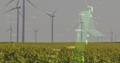 Renewable Energy with Technology Interface in Wind Farm - Download Free Stock Images Pikwizard.com