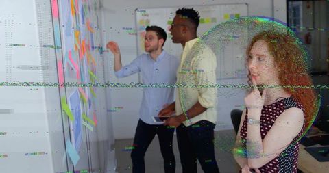 Innovative Coworkers Brainstorm with Creative Technology Glitch