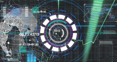 Futuristic Technology Interface with Global Data and Holographic Display