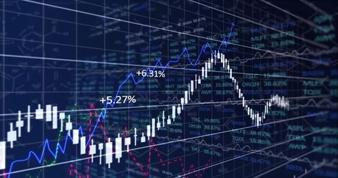 Stock market analysis with 3d digital trading dashboard interface