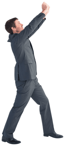 Transparent Businessman Reaching Upward in Suit