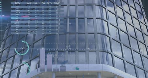 Financial Data Visualization Over Modern Skyscraper - Download Free Stock Images Pikwizard.com