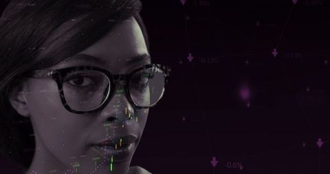 Businesswoman Analyzing Stock Market Trends with Determination