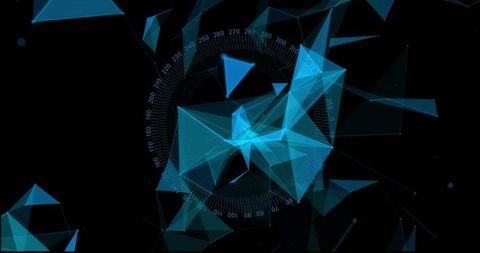 Futuristic 3D Network Connections with Rotating Scope Indicator