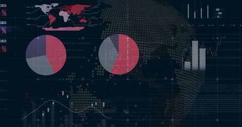 Digital Interface with Data Visualization and Globe Overlays - Download Free Stock Images Pikwizard.com