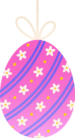 Decorative Easter Egg Ornament with Transparent Background